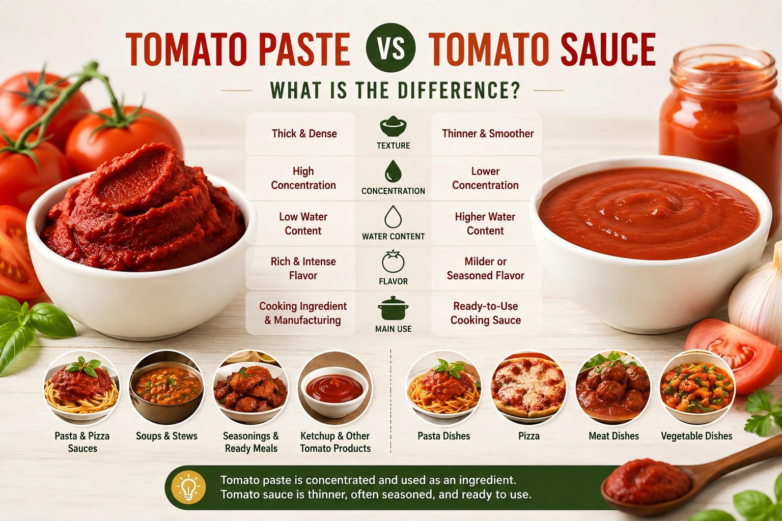 Pasta de tomate vs. salsa de tomate: ¿Se pueden sustituir una por la otra?